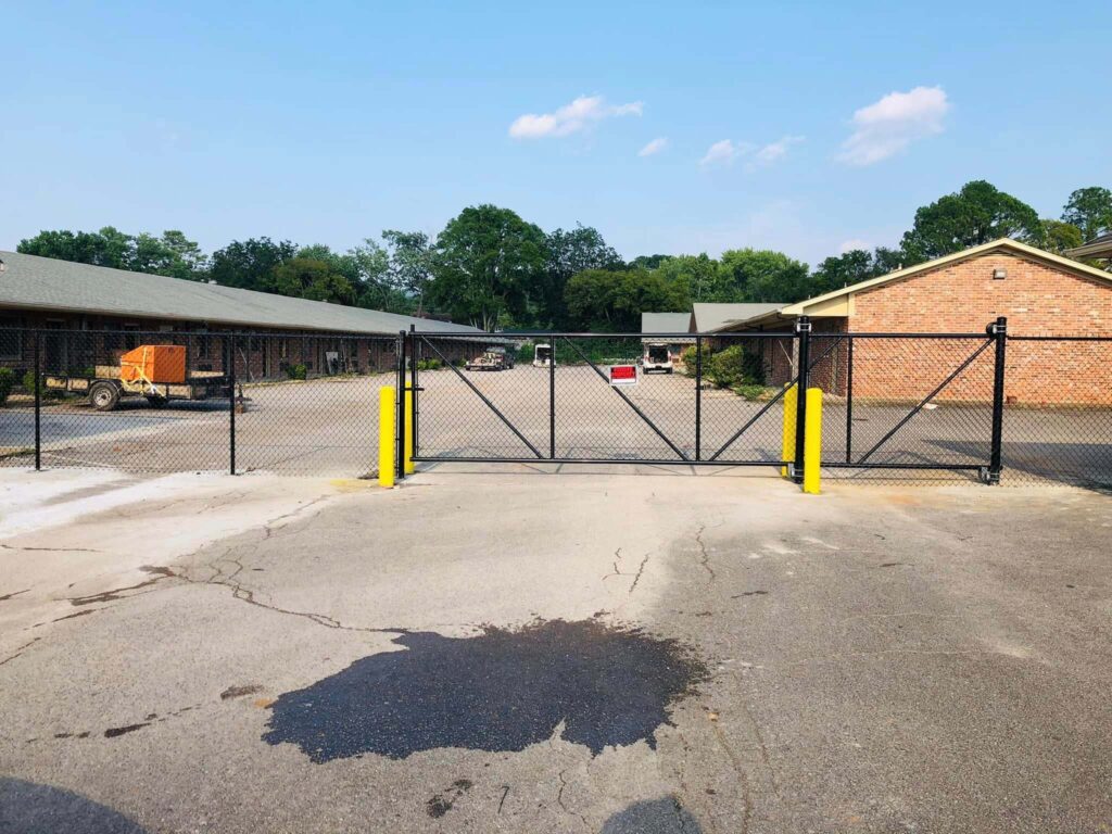 Galvanized commercial chain link fence and gate installed in North Alabama