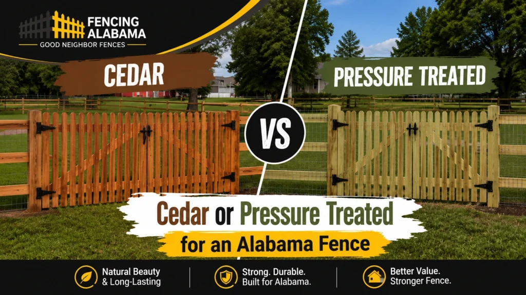 cedar or pressure treated fence